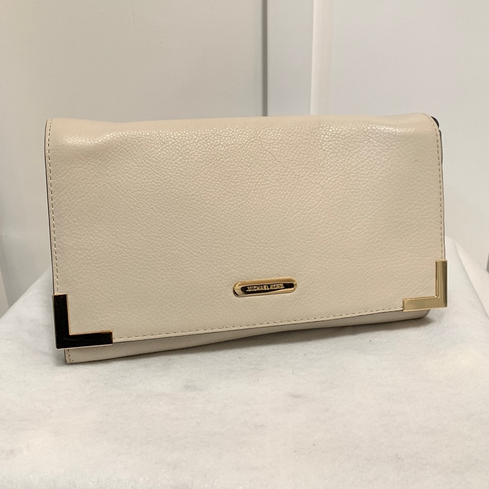 Michael Kors Oversized Cream Leather Clutch